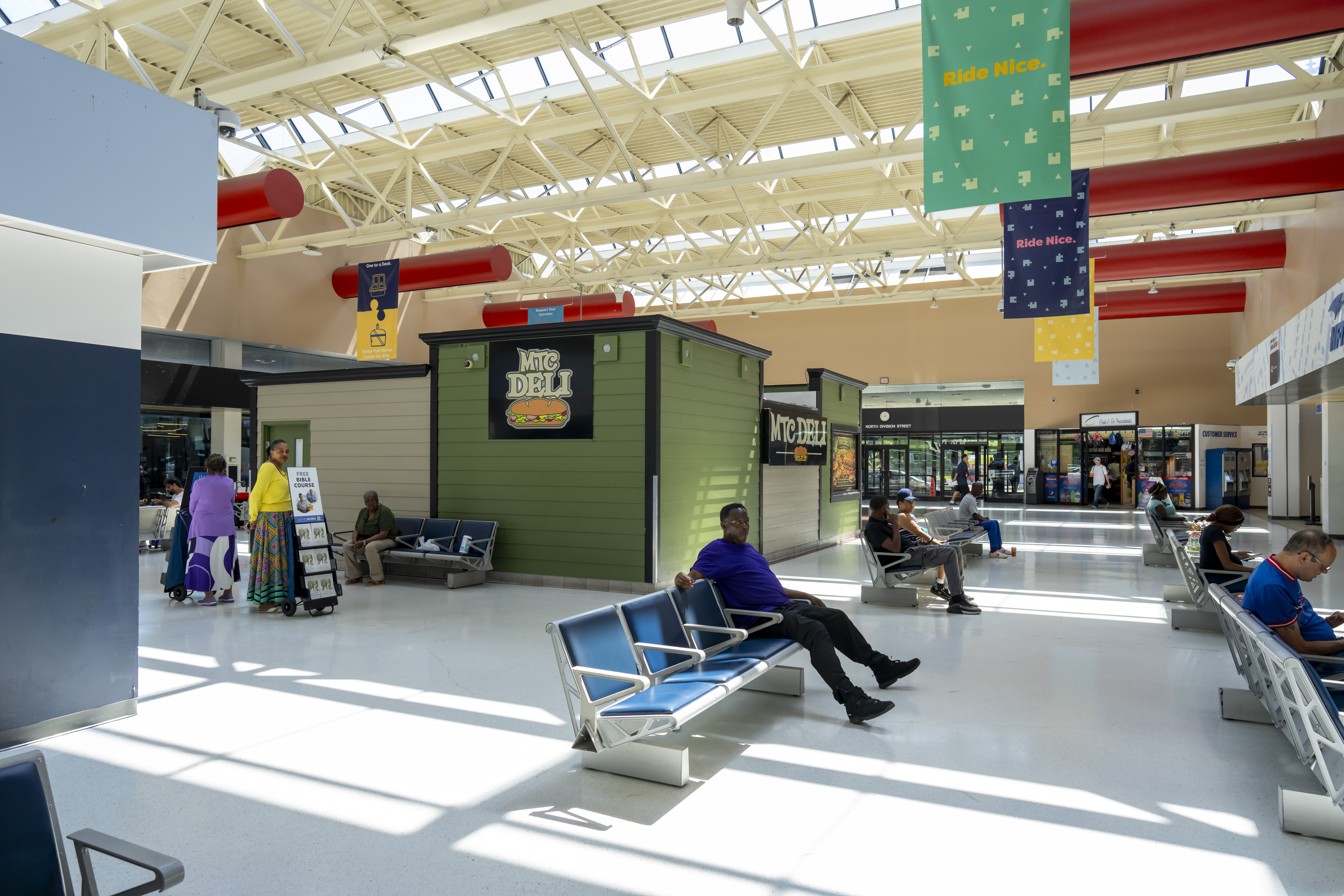 Photo of interior bus station showing Grab and Go