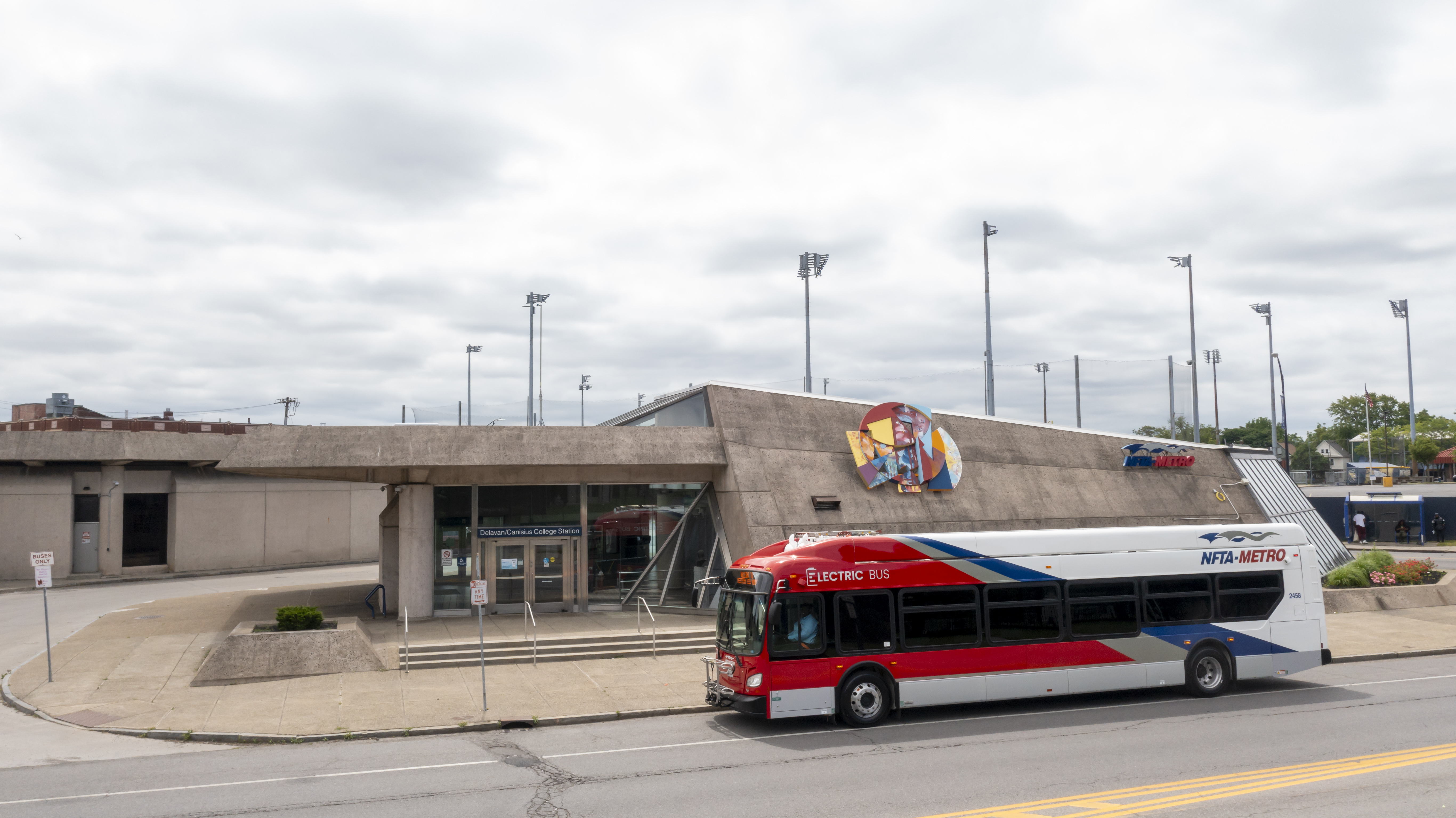 Bus at rail station